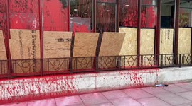 Palestine Action smash windows and spray red paint on Barclays Bank in St John’s Wood, London