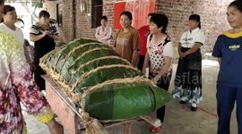 Chinese villagers make massive sticky rice dumpling to celebrate Dragon Boat Festival