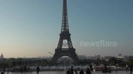 France: The Eiffel Tower sports the Olympic rings 50 days before the Paris 2024 Games
