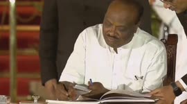 India: Wild animal walks in background as Union Minister takes oath