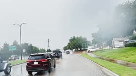 First Person View Of Driving Through Rain And Flash Flood In Frisco, TX USA
