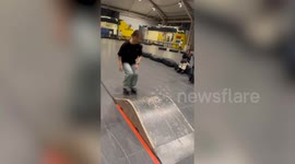 Girls have amusing roller skating fails when they hit ramp