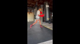 11 year old boxer Valu on the bag