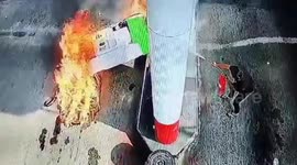 A Fuel Hose Out Of A Sedan Car In Indonesia Causes A Fire At A Gas Station, Shocking Residents