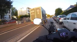 Dangerous overtaking of a truck. Near Versailles. Paris suburb. 13 june 2024