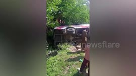 Two killed and 12 injured in minibus crash in Kashmir