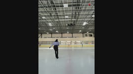 Skater's smooth beginning turns into a comical spin on the ice rink