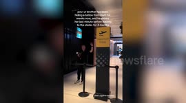 Son reveals tattoo to mum seconds before boarding plane to America