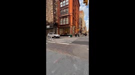 Installation of Car Crashing into building, New York City