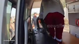 Gaza: Palestine Red Crescent ambulance teams transported a person injured