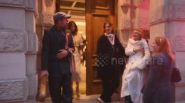 Andreas Kronthaler   says farewell to guest at the  PV of the Vivienne Westwood: the personal collection