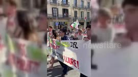 Spain: Hundreds demonstrated in Barcelona calling for the end on war in Gaza