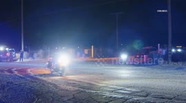 USA: Littlerock Procession for Fallen Los Angeles County Firefighter