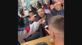 England fan shares drink with Serbia fans ahead of Euro 2024 game