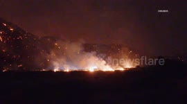 USA: Los Angeles County Post Fire Brush Fire Overnight Coverage