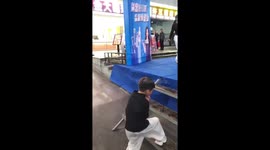 Reluctant toddler proves he's a star with dance moves
