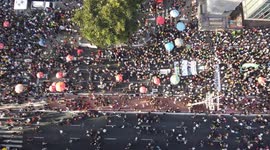 Brazil: 16th Marijuana March on Avenida Paulista in Sao Paulo, Drone shooting