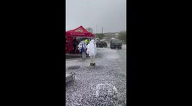 Heavy hail and rain in White Rock, BC