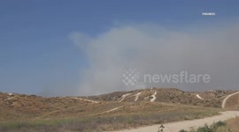 USA: Lisa Fire Brush Fire in Hills of Beaumont