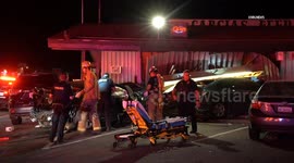 USA: Vehicle Fleeing From Police Crashes Into Bar Injuring People in Bakersfield