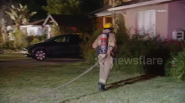 USA: Single-Family Home Burns in Van Nuys
