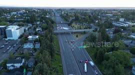 Emergency vehicles responding to a propane tank fire on I5 at Skidmore in Portland, June 18, 2024