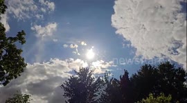Sunshine over the golden balls in high Wycombe buckinhamshire