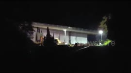 Footage of a UK bridge being demolished