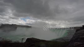 High quality footage of Niagara Falls on a freezing morning