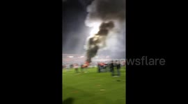 Turkish football fans set OWN stadium on fire after defeat