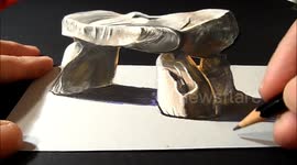 Drawing 3D Dolmen, Optical Illusion by Vamos