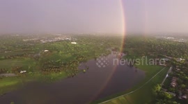 Double rainbow filmed by a drone in the US