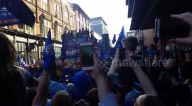 LCFC victory parade passes Curve in Leicester