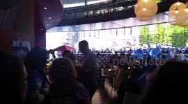 Crowds gather near Curve for LCFC parade