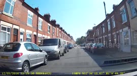 Artist Richard Wilson paints Riyad Mahrez, dashcam footage, Kate Street, Leicester
