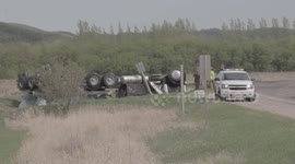 Semi Truck Rollover in Craven, SK