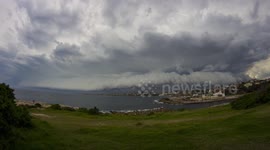 Amazing footage of storm clouds rolling across a beach in Sydney, Australia