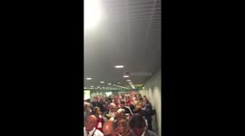 Thousands of Liverpool fans queue up at passport control in Basel