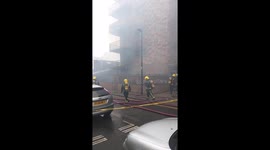 @londonfire entering a smoke filled stairway in East London today.. https://t.co/ofcj4YqX7x