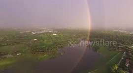 Double rainbow filmed by a drone in the US
