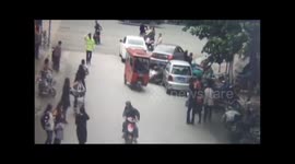 Tricycle rider hits motorcyclist while