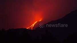 Timelapse of Mount Etna lava flow