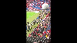Fighting in the stands at the Europa League final