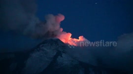 Amazing Mount Etna eruption at dawn