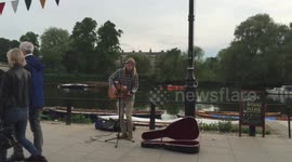 Emile knocking out Neil Young classic 'Keep on rocking in the free world'