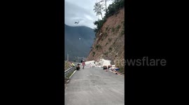 Drones used to transport construction material across gorges in southwestern china