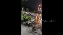 Strong winds scatter graduation project, create spectacle at Beijing University