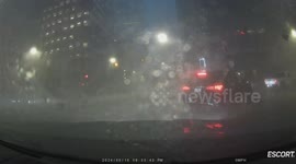 Driver Takes Shelter From Houston Tornado In Vehicle