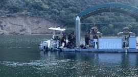 Post Fire Firemen had to travel by Boat on Pyramid Lake to Fight