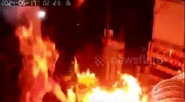 Dad's cooking goes wrong when wok flames erupt in face